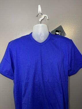 Mascot Shirt Mens XL Blue V-Neck Algoso Crossover Basic Tee Cotton Workwear